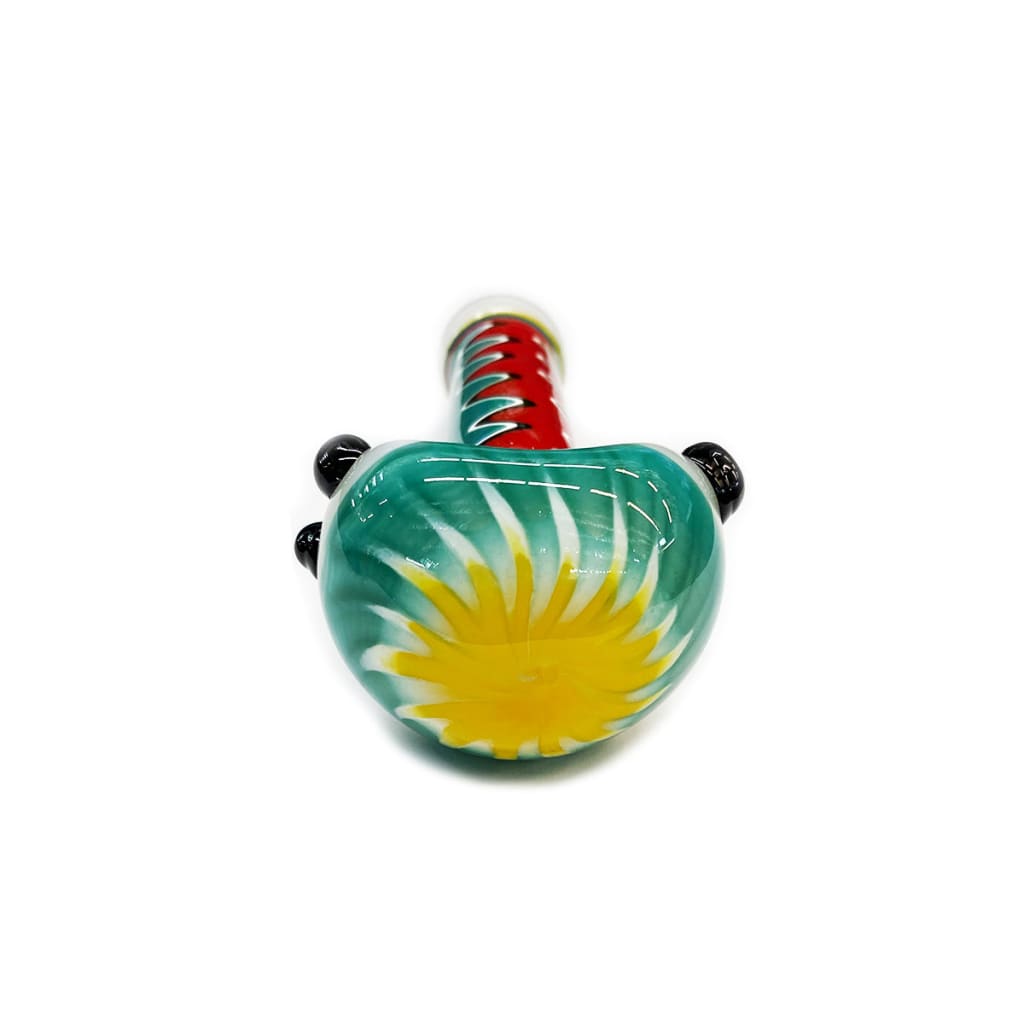 Vibrant teal Wig Wag hand pipe in durable borosilicate glass for unique smoking experience