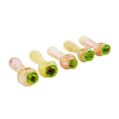 Hand Pipe Spoon with Swirling Silver Fumes Glass Design in green and brown accents