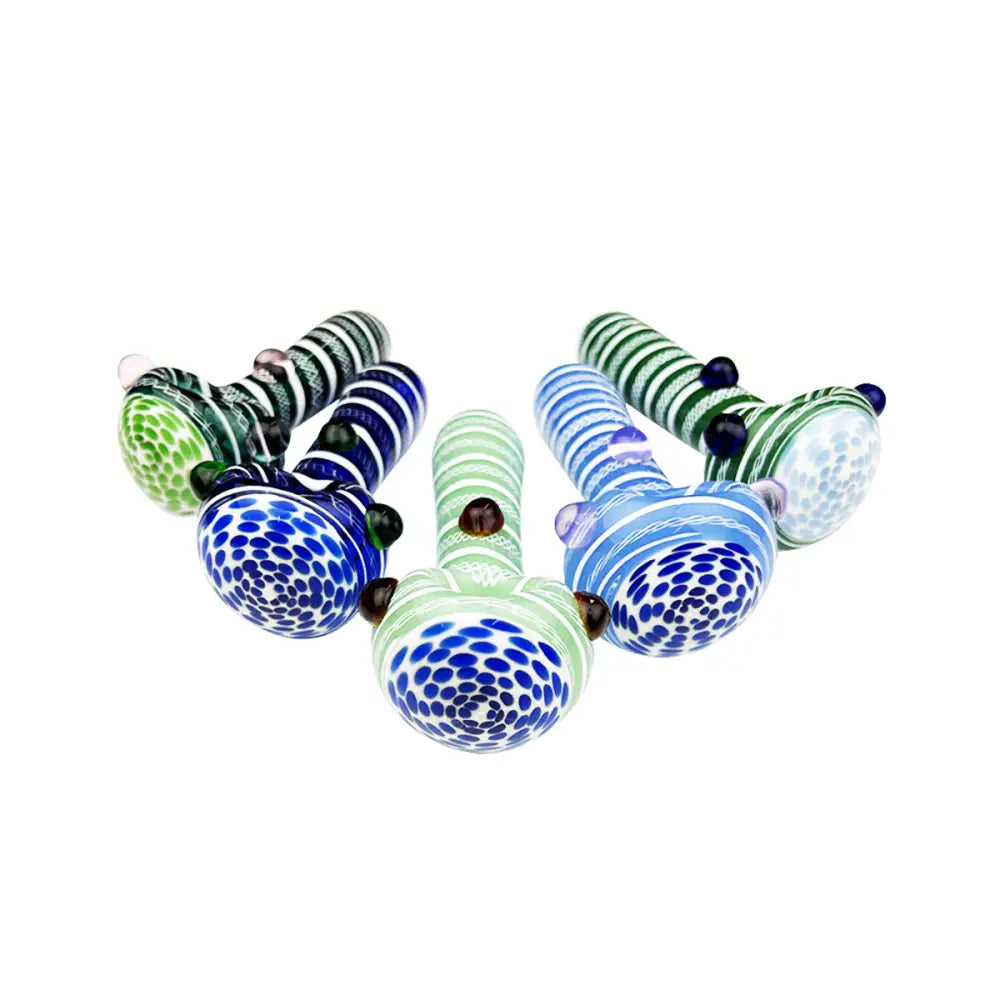 Assorted glass hand pipe spoon with twisting art for smooth smoking experience