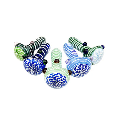 Assorted glass hand pipe spoon with twisting art for smooth smoking experience