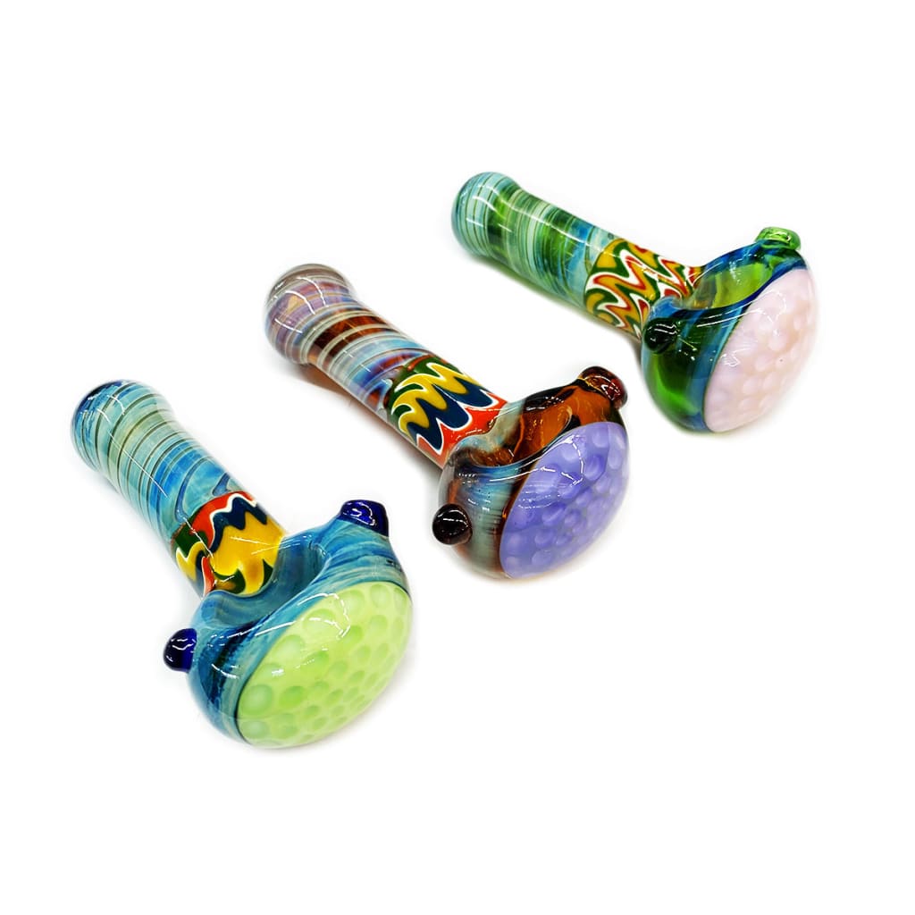 Swirling reversal glass hand pipe with honeycomb design, 4.5 inch