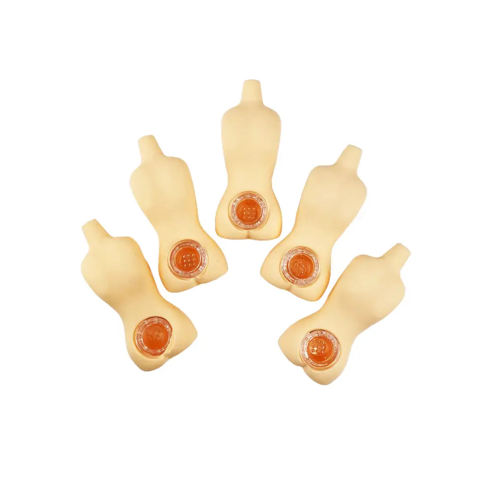 Five mannequin-shaped night lights featuring the Naked Lady Silicone Hand Pipe Spoon