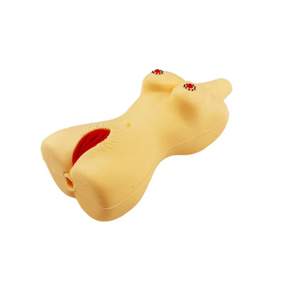 Medical training mannequin showcasing the Naked Lady Silicone Hand Pipe Spoon for discreet smoking