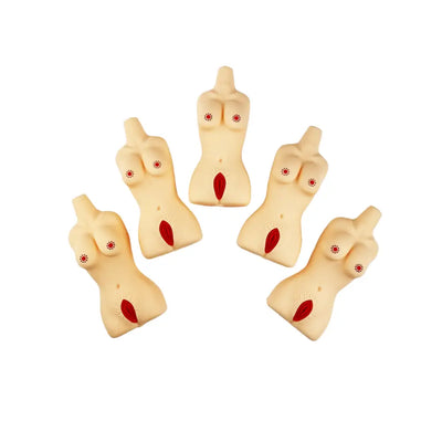 Five female torso silicone hand pipe spoons for discreet smoking and stress relief