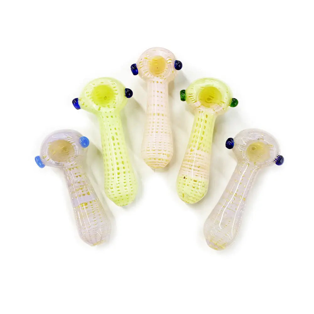 Colorful Bubble Trap Net Hand Pipes with bulbous ends for unique smoking experience