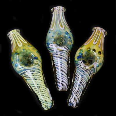 Hand Pipe Slime Twisting Art Pipe - Three colorful glass pipes with swirling patterns