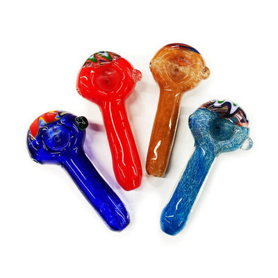 Colorful Wig Wag Glass smoking pipes arranged in a fan pattern showcasing unique designs