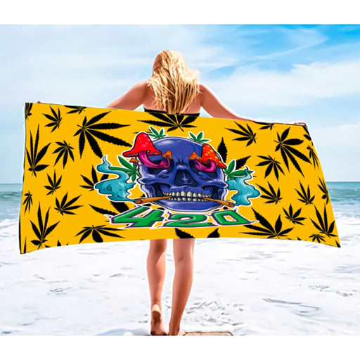 💀🍃 420 Skull Beach Towel On sale