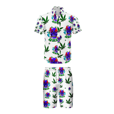 Skull Leaf Graphic Shirt & Shorts Set