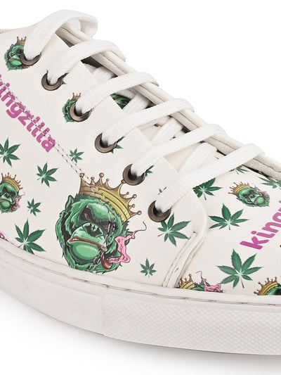 Kingzilla Botanical Pattern Vegan Leather Sneakers