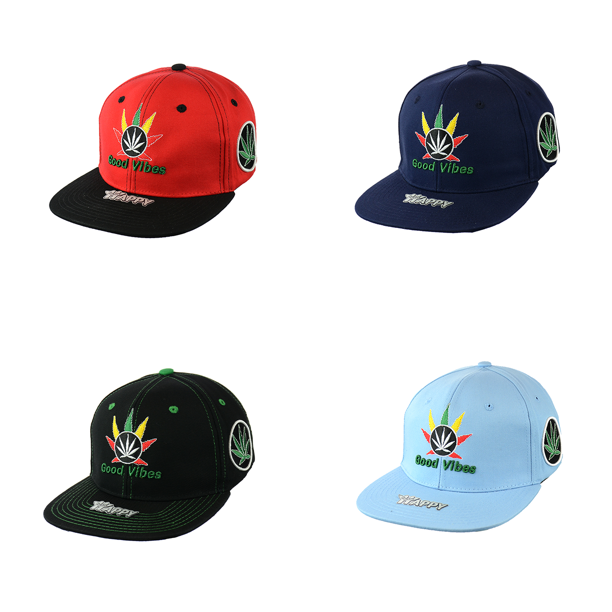 Good Vibes Embroidered Cotton Snapback Cap
