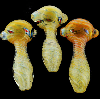 Twisted Fume Frit Double Glass Art Hand Pipe