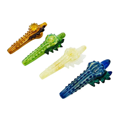 Four colorful glass shell hand pipes for an elegant sea shell hand pipe smoking experience