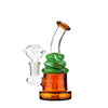 Birthday Cake Water Pipe With Green Spiral Design, Orange Base, And 14mm Male Bowl