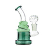 Birthday Cake Water Pipe With 14mm Male Bowl And Swirled Green Base, Curved Neck Design