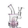 High-quality Bong with curved neck, percolator, and pink accents for 14mm male bowl