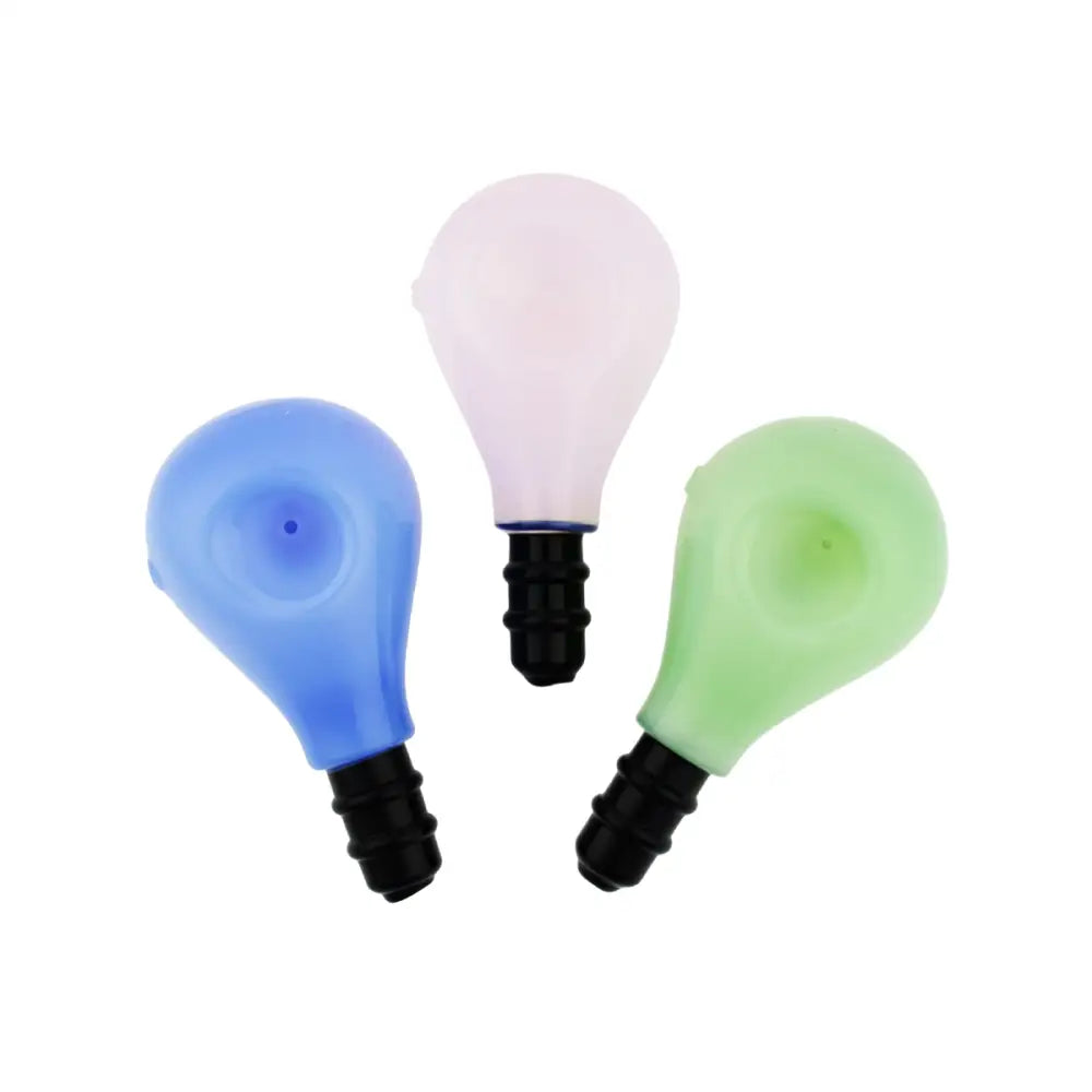 Colorful light bulbs on a glass hand pipe spoon with bulb design for easy use and cleaning
