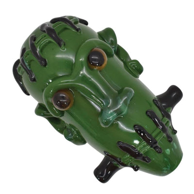 Creative Frankenstein design hand pipe, green frog-shaped glass with bulging eyes and black accents