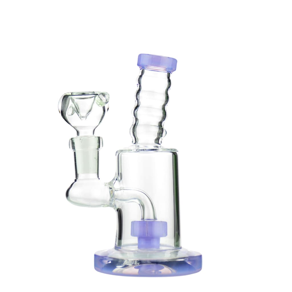 Slime Color Water Pipe with 14mm Male Bowl, Purple Accents, and Round Showerhead Percolator