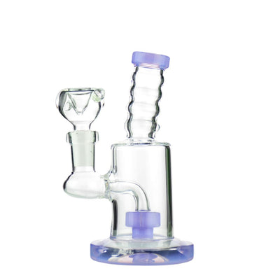 Slime Color Water Pipe with 14mm Male Bowl, Purple Accents, and Round Showerhead Percolator