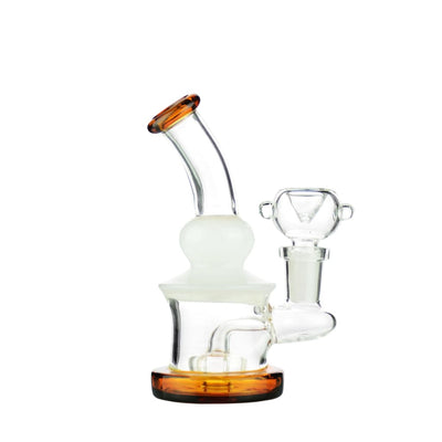 Mini water pipe with clear glass, frosted chamber, 14mm male bowl