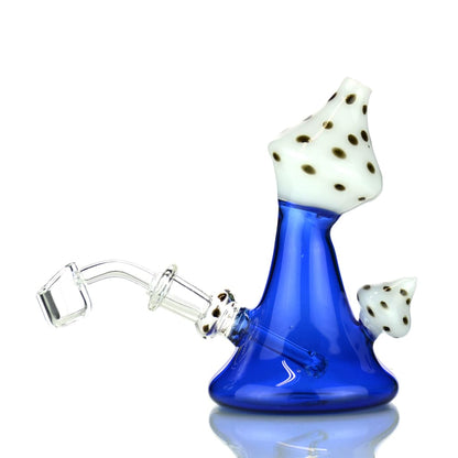 Vibrant blue mushroom design color tube glass water pipe, 5.5 inch