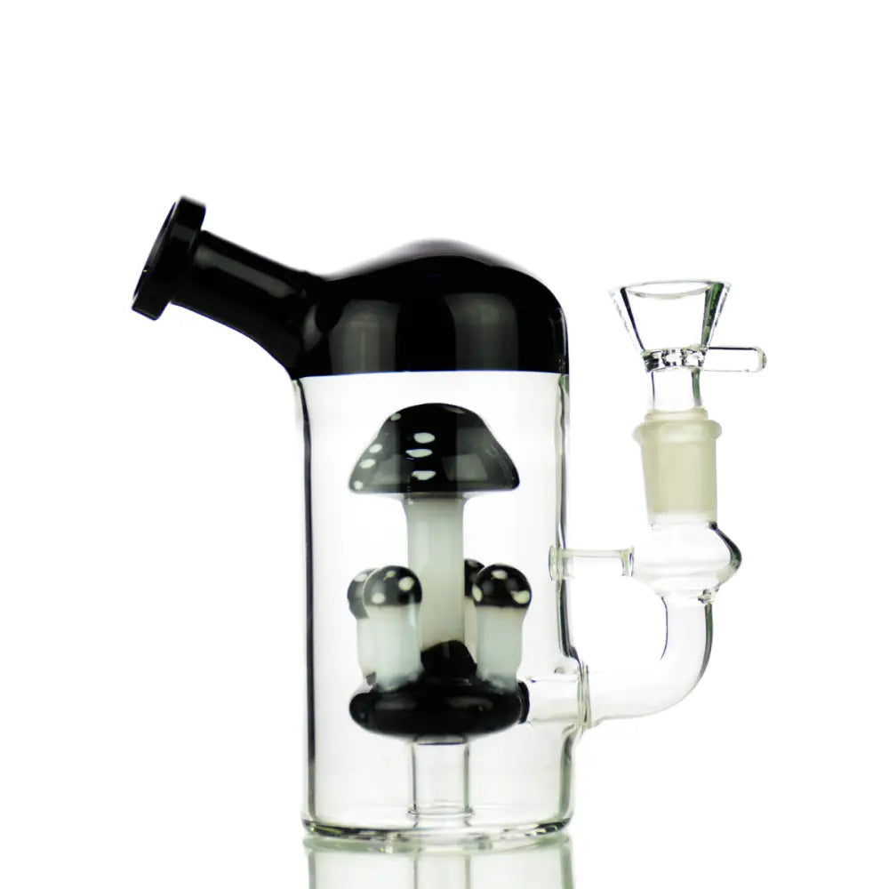 Black and clear Mushroom Water Pipe featuring 14mm Male Bowl for smooth smoking experience