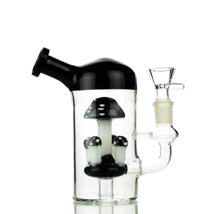 Black and clear Mushroom Water Pipe featuring 14mm Male Bowl for smooth smoking experience