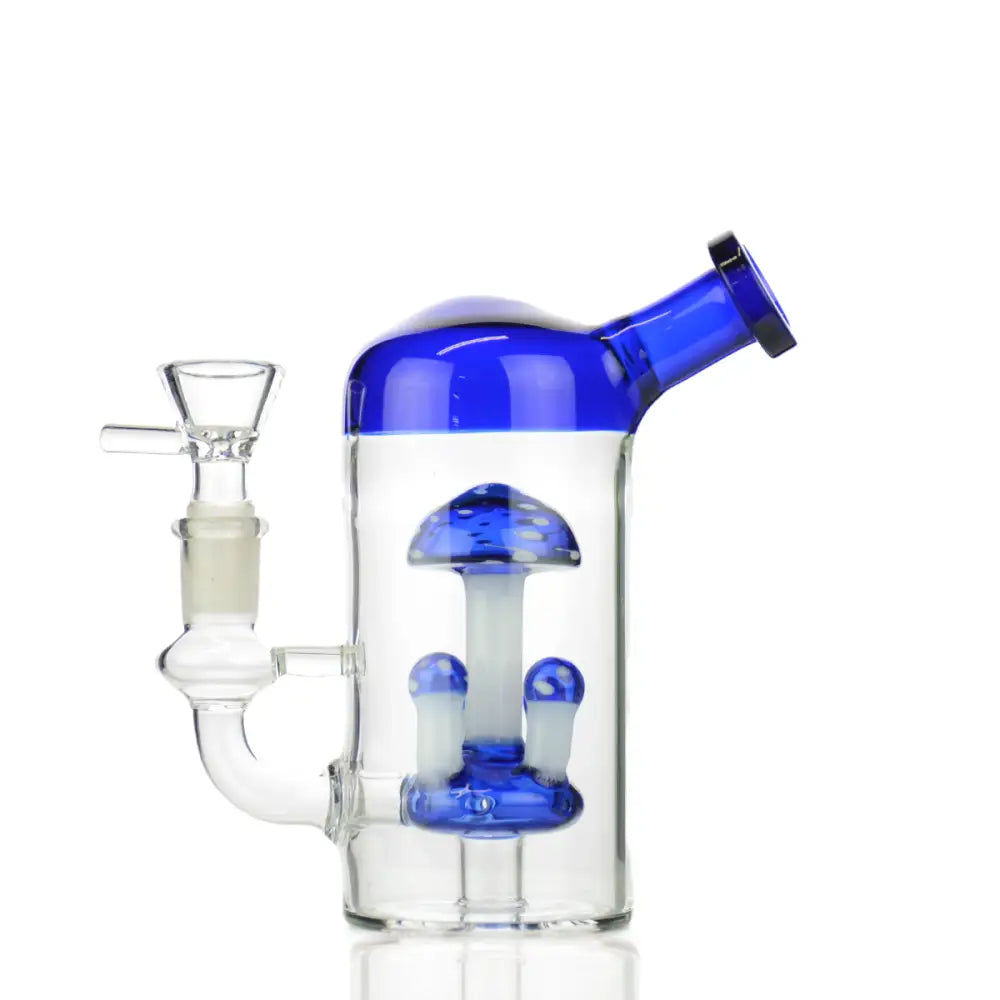 Blue Mushroom Water Pipe featuring a 14mm Male Bowl for smooth smoking sessions