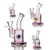 5’ Pink Glass Water Pipe With Decorative Locket Design And 14mm Male Bowl