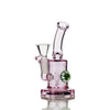 5’ Pink Glass Water Pipe With Locket Design And 14mm Male Bowl, Green Accent