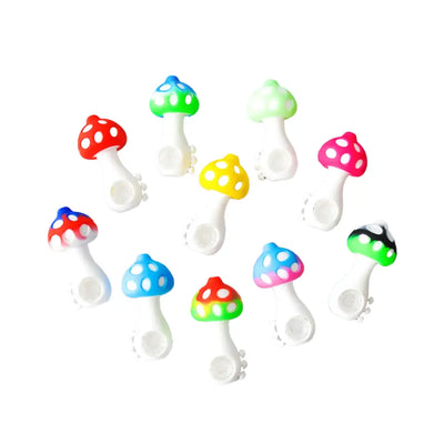 Colorful silicone mushroom hand pipe with spotted caps for ultimate smoking pleasure