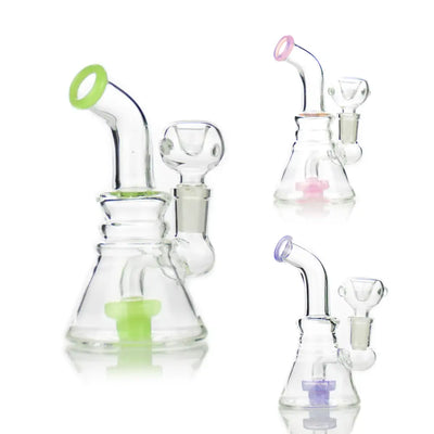 Glass water pipe with colored accents, Slime Conical Bong with 14mm Male Bowl for smooth hits