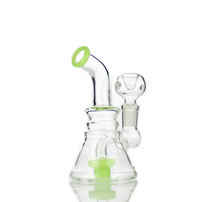 Clear glass slime conical bong with green accents and 14mm male bowl for smooth hits