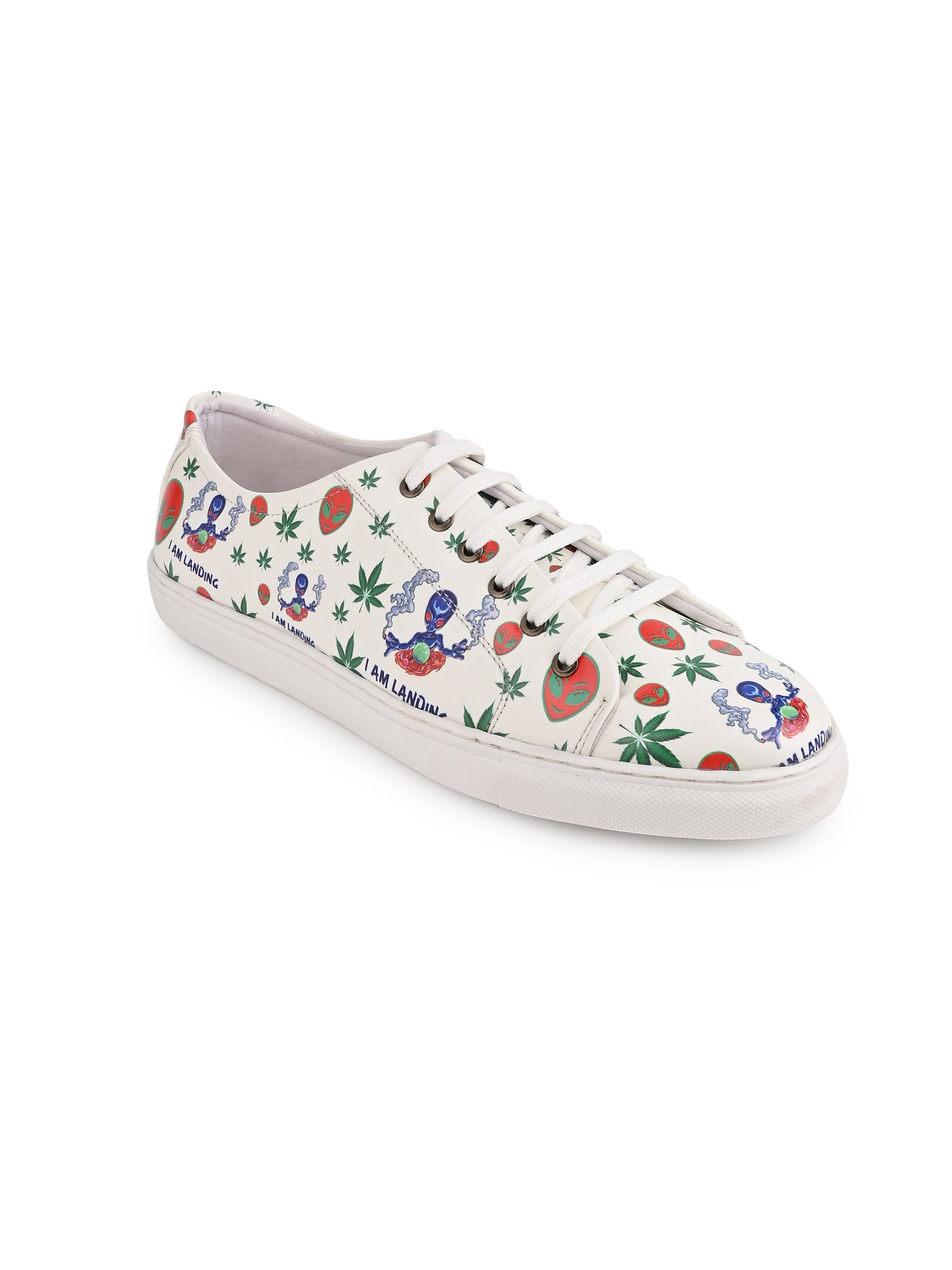Snow White Botanical Print Vegan Leather Shoes