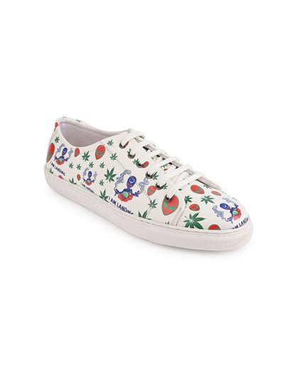 Snow White Botanical Print Vegan Leather Shoes