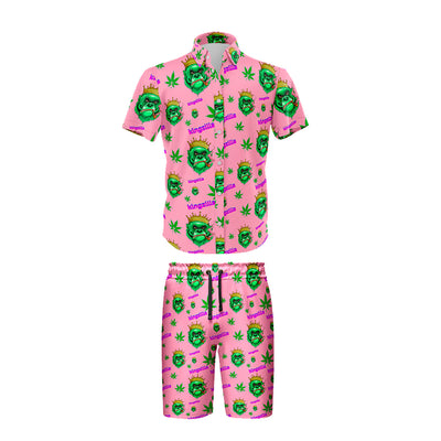 Tropical Leaf Pink Shirt & Shorts Set