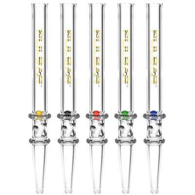 Glass water pipes with CHEECH branding and Vortex Twist Quartz Dab Straw in vibrant colors