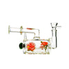 Glass water pipe with rose pattern, 14mm male bowl, L-line perc, and floral art design