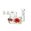 Glass water pipe with flower art 14mm male bowl and L-line perc design