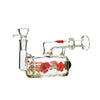 6.5glass Pipe With L-line Perc, 14mm Male Bowl, Flower Art 14mm Red Flower Designs