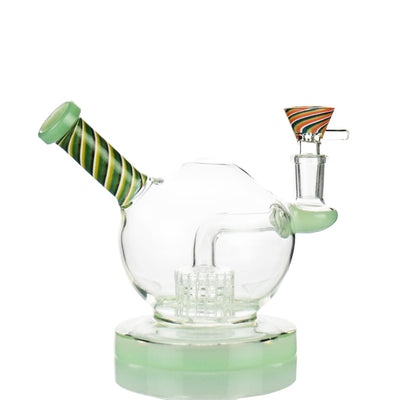 High-quality Sphere Glass Bong With Colorful Spiral-patterned Mouthpiece And Bowl