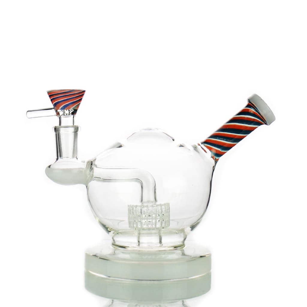 High-quality 6.5sphere Glass Bong With Colorful Striped Accents For Smooth Hits