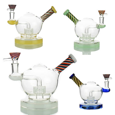 High-quality Sphere Glass Bong With Colorful Striped Mouthpieces And Bases