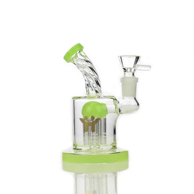Happy Fumes Glass Tree Arm Percolator with 14 Male Bowl and green accents