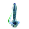 Glass pipe spoon with blue and green patterns, part of a 6 pack novelty hand pipe set