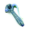 Glass pipe with blue and green swirls in Novelty Hand Pipe Spoon 6 Pack