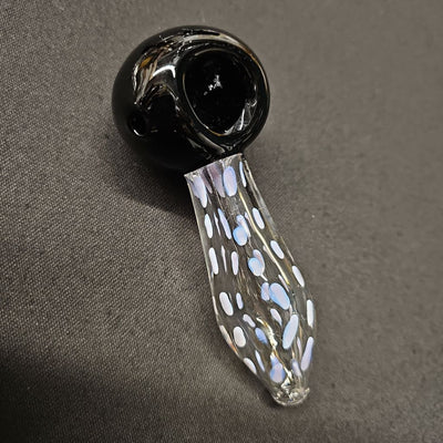 Black and clear borosilicate glass pipe for superior smoking experience with 6polkadot glass spoon