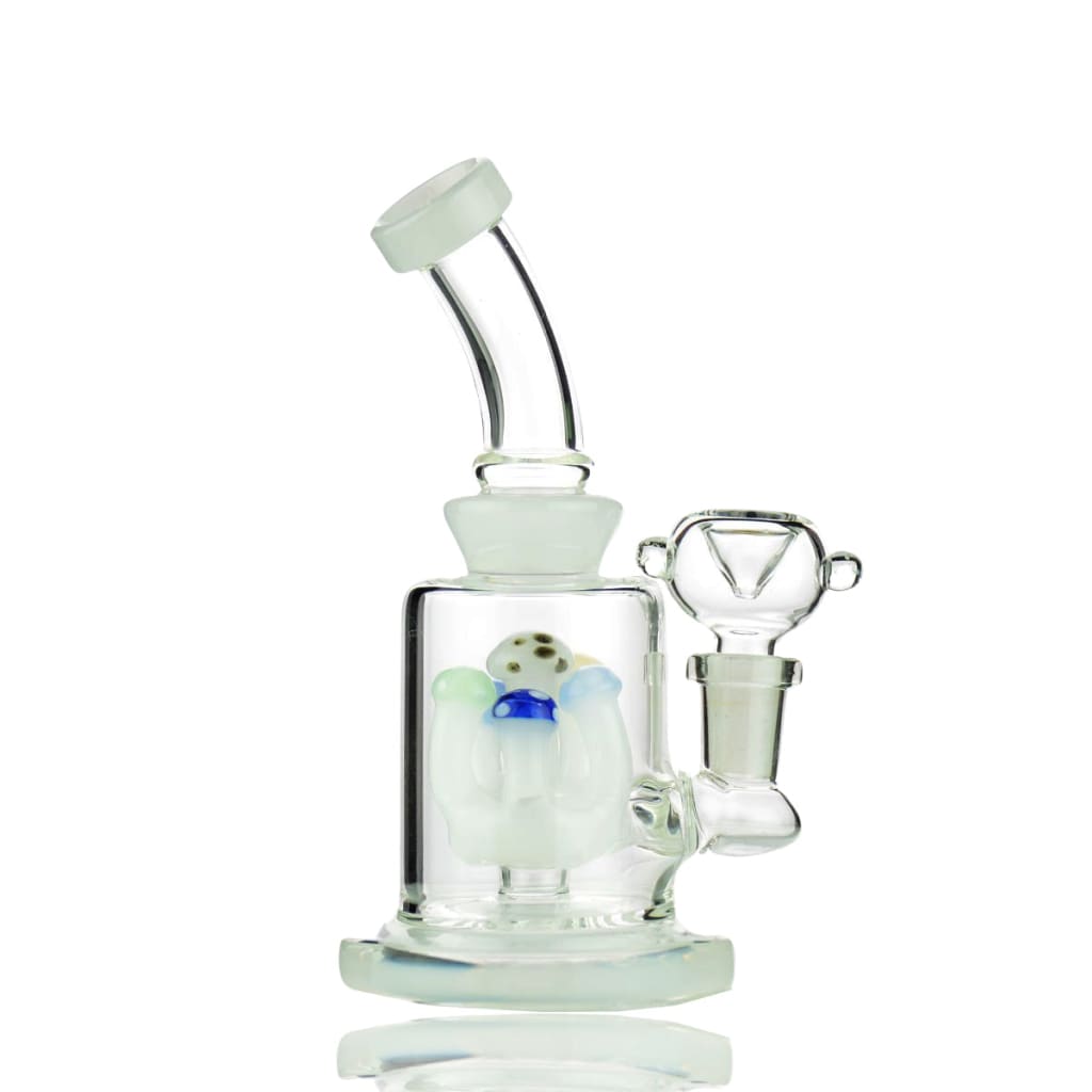 Slime Color Water Pipe With Mushroom Shower, Curved Neck, And Percolator Feature