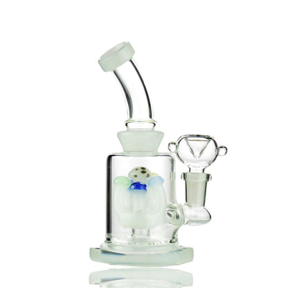 Slime Color Water Pipe With Mushroom Shower, Curved Neck, And Percolator Feature